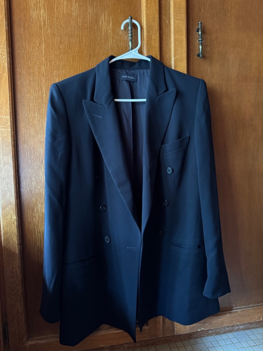 Anne Klein Black Double-Breasted Women's Blazer - Size M